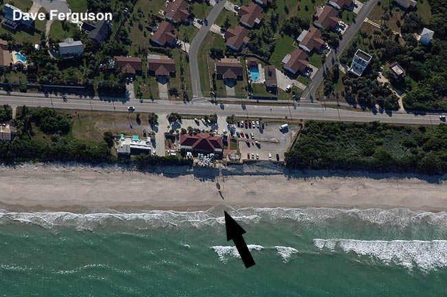 Photo of the beach from directly overhead under canopy at approximately 600 FT