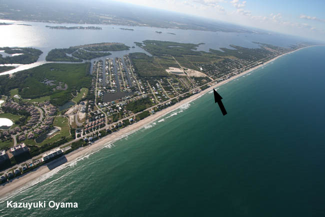 Photo of the beach from the south under canopy at approximately 3000 FT